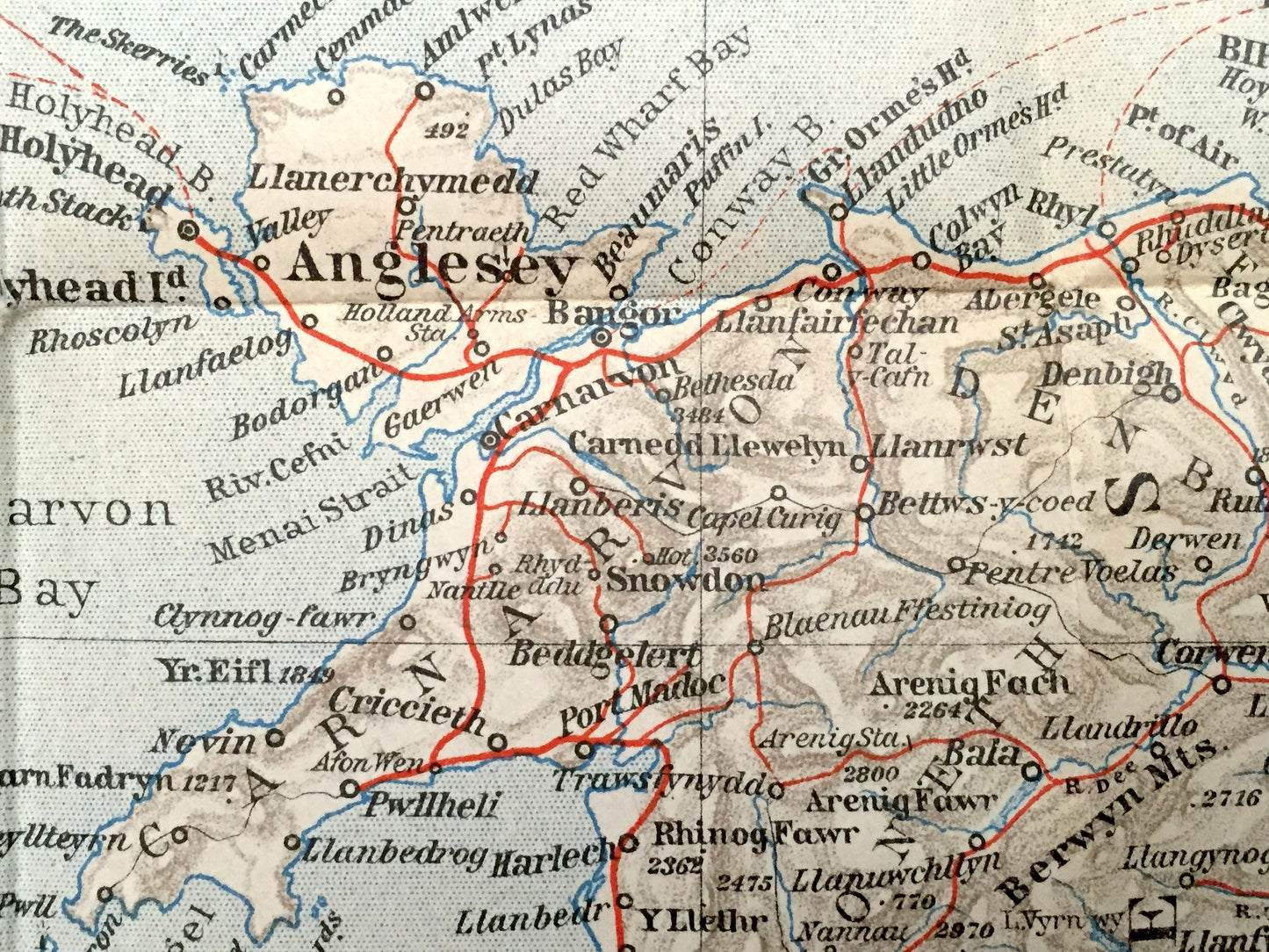 Antique 1927 England & Wales Map from Baedekers Atlas of Great Britain – Ireland, London, Brighton, Dover, Manchester, Leeds, Birmingham, UK