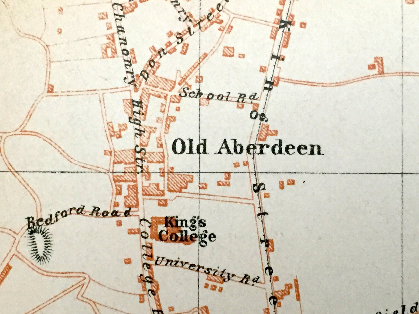 Antique 1927 Aberdeen, Scotland Map from Baedekers Atlas of Great Britain – River Dee, Don, Mannofield, Torry, North Sea, Obar Dheathain