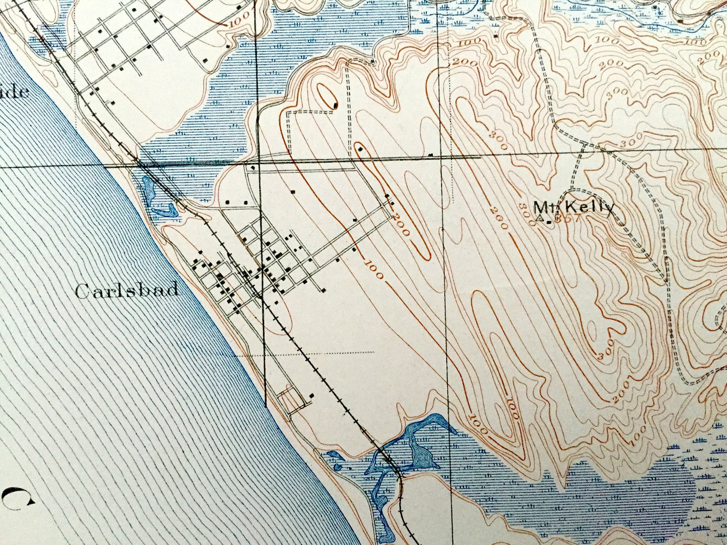 Antique Oceanside, California 1901 US Geological Survey Topographic Map – San Luis Rey, Encinitas, Escondido, Carlsbad, Los Angeles Junction
