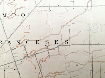 Antique Waterloo, California 1908 US Geological Survey Topographic Map – San Joaquin County, Calaveras River, Stockton, Morada, Lockeford