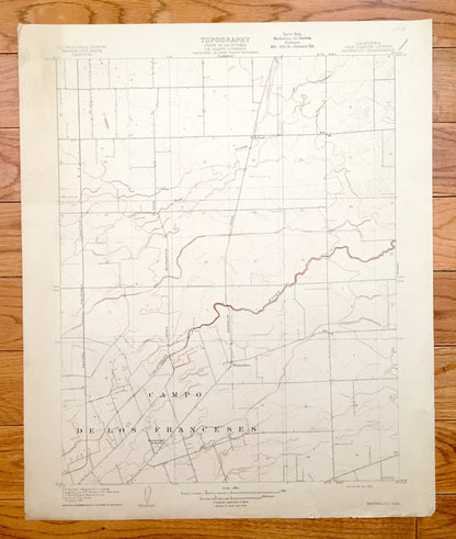 Antique Waterloo, California 1908 US Geological Survey Topographic Map – San Joaquin County, Calaveras River, Stockton, Morada, Lockeford