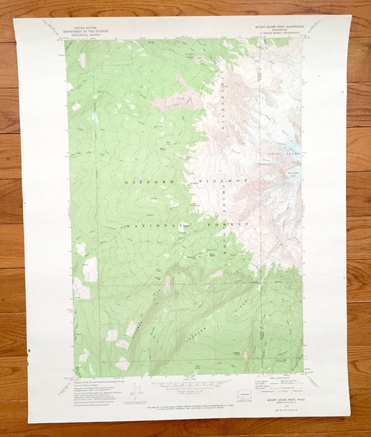 Antique Mount Adams, Washington 1970 US Geological Survey Topographic Map – Skamania, Yakima County, Gifford Pinchot Forest Pacific Trail WA