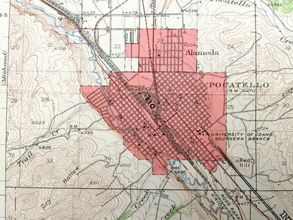 Antique Pocatello, Idaho 1937 US Geological Survey Topographic Map – Alameda, Fort Hall Indian Reservation, Caribou National Forest, Bannock