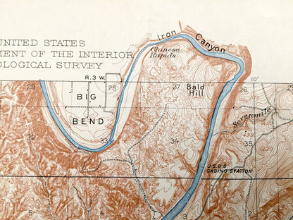 Antique Tehama, California 1905 US Geological Survey Topographic Map – Red Bluff, Sacramento River, Big Bend, Proberta, Las Flores, Tyler CA