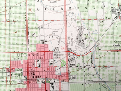 Antique Ontario, California 1954 US Geological Survey Topographic Map – Pomona, Cucamonga, Upland, Chino, Champagne, Glen Avon Heights, CA