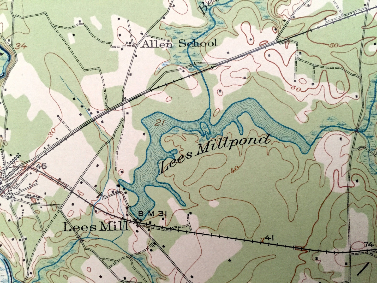 Antique Holland, Virginia 1920 US Geological Survey Topographic Map – Franklin, Riverdale, Delaware, Carrsville, Somerton, South Quay, VA