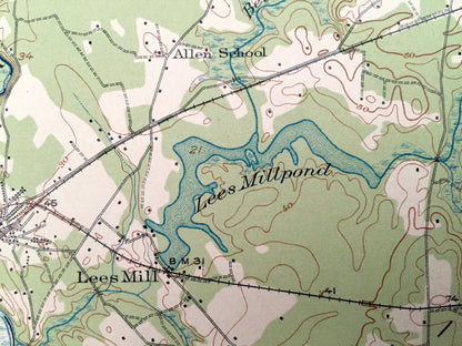 Antique Holland, Virginia 1920 US Geological Survey Topographic Map – Franklin, Riverdale, Delaware, Carrsville, Somerton, South Quay, VA