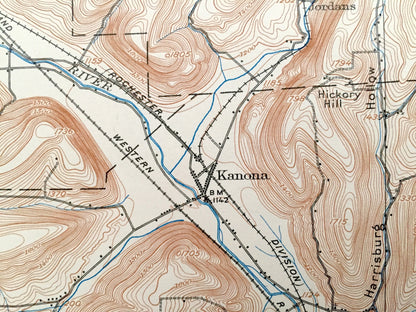 Antique Bath, New York 1910 US Geological Survey Topographic Map - Cameron, Thurston, Wheeler, Prattsburg, Urbana, Avoca, Cohocton, Canisteo