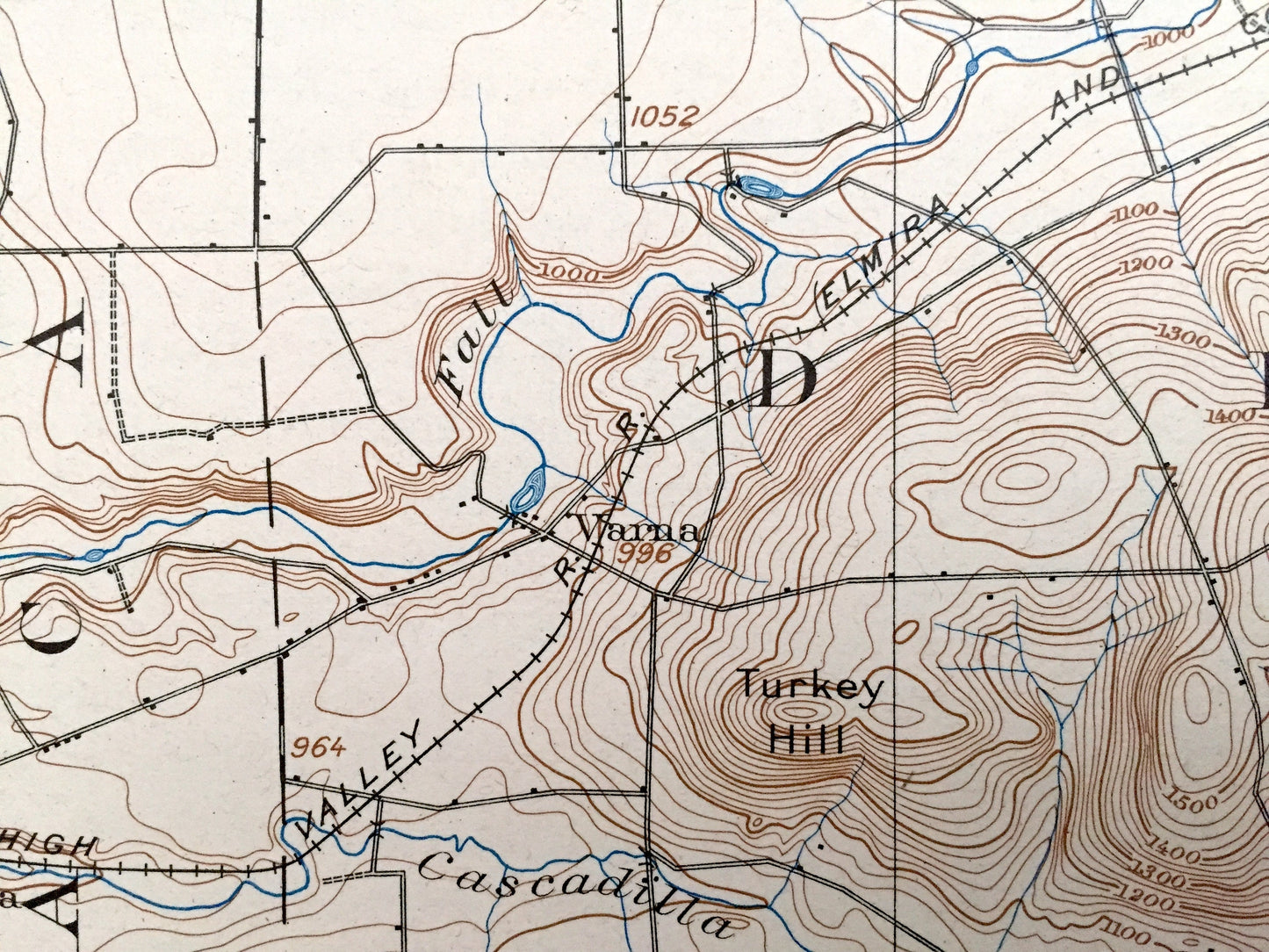Antique Ithaca, New York 1900 US Geological Survey Topographic Map – Dryden, Lansing, Harford, Richford, Caroline, Candor, Spencer, Danby NY