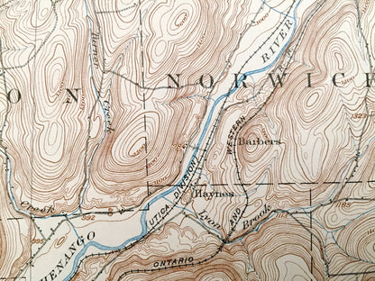 Antique Oxford, New York 1904 US Geological Survey Topographic Map – Chenango County, McDonough, Preston, Norwich, Smithville, Guilford, NY