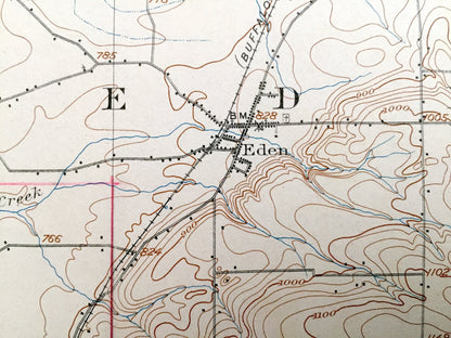 Antique Eden, New York 1907 US Geological Survey Topographic Map - Hamburg, Evans, Boston, Concord, Collins, Brant, Perrysburg, Lake Erie NY