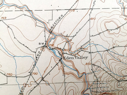 Antique Eden, New York 1907 US Geological Survey Topographic Map - Hamburg, Evans, Boston, Concord, Collins, Brant, Perrysburg, Lake Erie NY