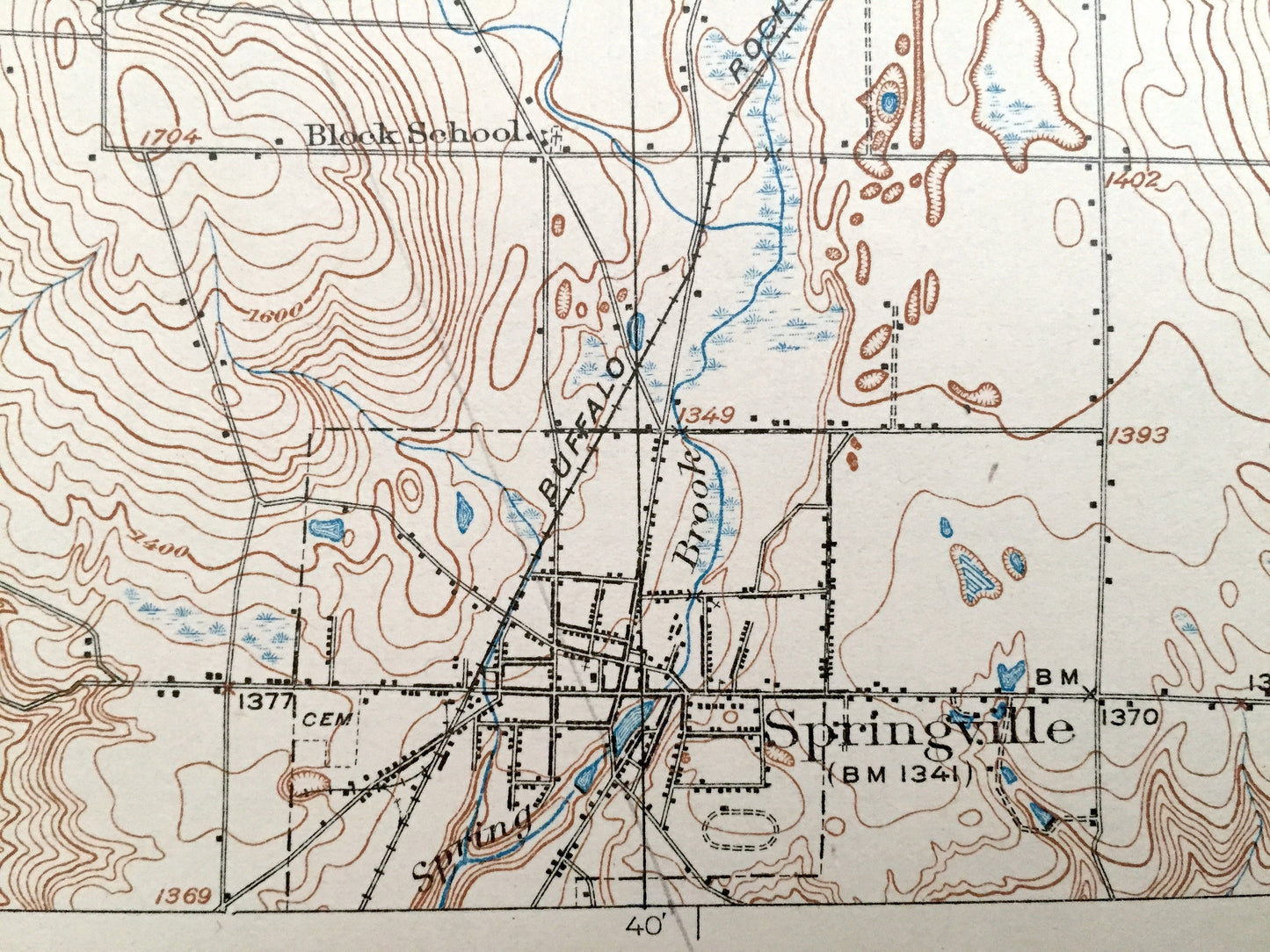 Antique Springville, New York 1925 US Geological Survey Topographic Map - Concord, Sardinia, Ashford, Yorkshire, Boston, Colden, Holland