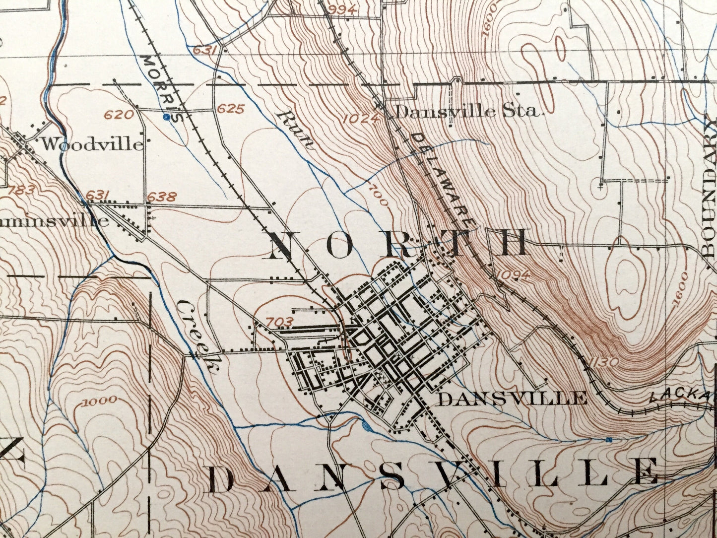 Antique Wayland, New York 1904 US Geological Survey Topographic Map - Dansville, Ossian, Sparta, Springwater, Cohocton, Groveland Conesus NY