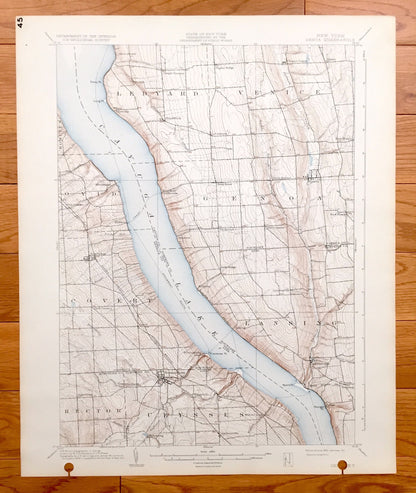 Antique Genoa, New York 1902 US Geological Survey Topographic Map – Seneca County, Cayuga Lake, Lansing, Ulysses, Ovid, Romulus, Norton, NY