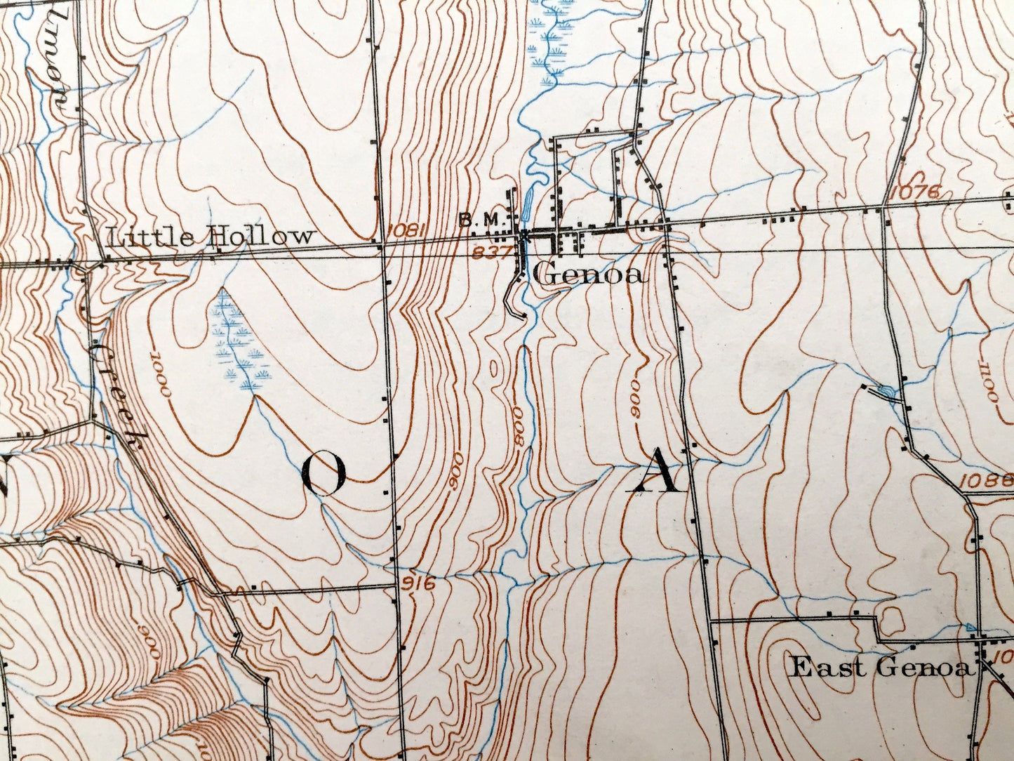 Antique Genoa, New York 1902 US Geological Survey Topographic Map – Seneca County, Cayuga Lake, Lansing, Ulysses, Ovid, Romulus, Norton, NY