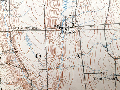 Antique Genoa, New York 1902 US Geological Survey Topographic Map – Seneca County, Cayuga Lake, Lansing, Ulysses, Ovid, Romulus, Norton, NY