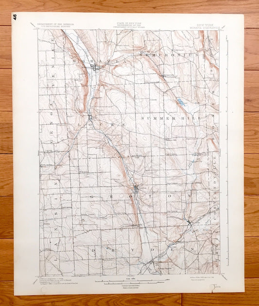 Antique Moravia, New York 1902 US Geological Survey Topographic Map - Sempronius, Locke, Groton, Freeville, Dryden, Lansing, Genoa Venice NY