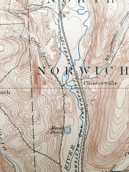 Antique Norwich, New York 1903 US Geological Survey Topographic Map – Chenango County, Preston, McDonough, Pharsalia, Plymouth, Smyrna, NY