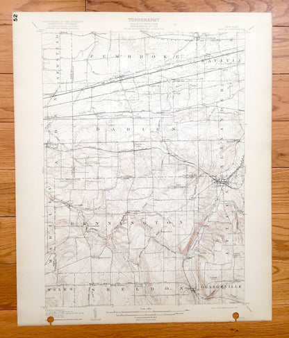 Antique Attica, New York 1905 US Geological Survey Topographic Map - Alexander, Batavia, Pembroke, Newstead, Alden, Marilla, Wales, Sheldon