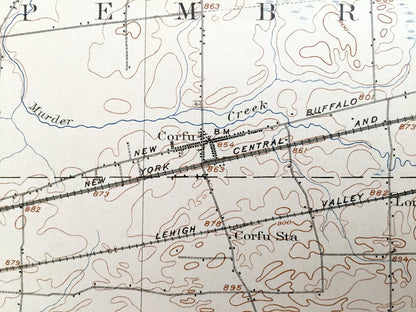 Antique Attica, New York 1905 US Geological Survey Topographic Map - Alexander, Batavia, Pembroke, Newstead, Alden, Marilla, Wales, Sheldon