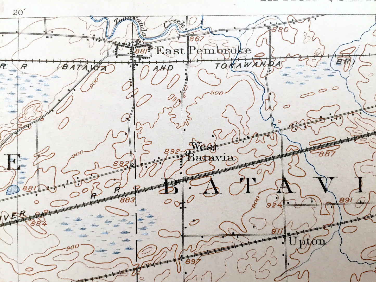 Antique Attica, New York 1905 US Geological Survey Topographic Map - Alexander, Batavia, Pembroke, Newstead, Alden, Marilla, Wales, Sheldon