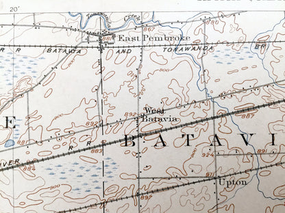 Antique Attica, New York 1905 US Geological Survey Topographic Map - Alexander, Batavia, Pembroke, Newstead, Alden, Marilla, Wales, Sheldon