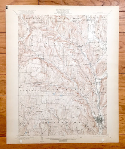 Antique Norwich, New York 1903 US Geological Survey Topographic Map – Chenango County, Preston, McDonough, Pharsalia, Plymouth, Smyrna, NY