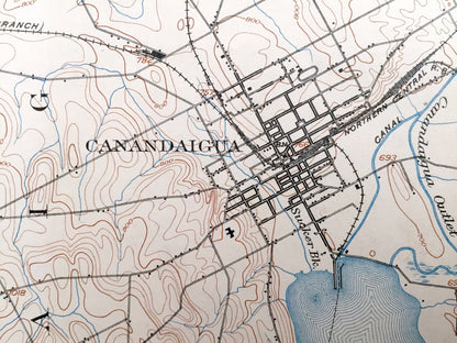 Antique Canandaigua, New York 1903 US Geological Survey Topographic Map - Gorham, Farmington, Victor, Mendon, Richmond, Finger Lakes, NY