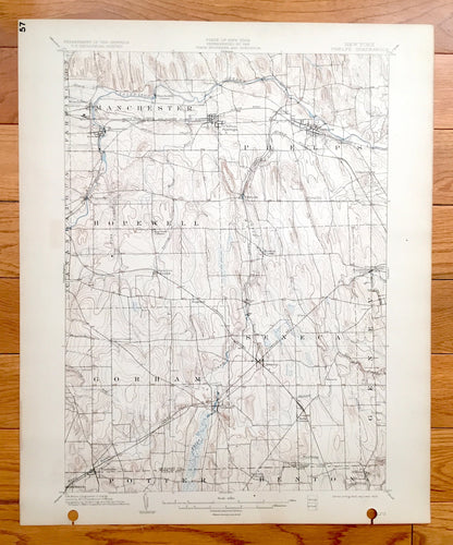 Antique Phelps, New York 1902 US Geological Survey Topographic Map - Ontario, Yates County, Clifton Springs Manchester Shortsville Seneca NY