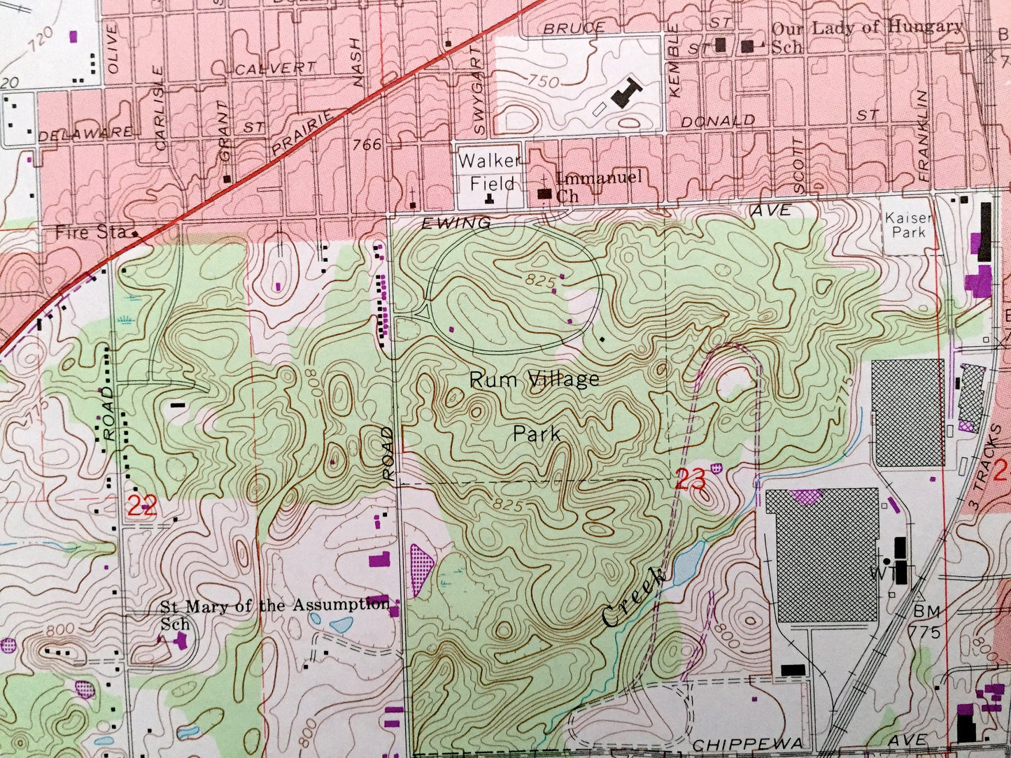 Antique South Bend West, Indiana 1969 US Geological Survey Topographic Map – St Joseph County, German, Clay, Warren, Portage, Greene, Centre