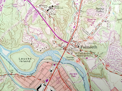 Antique Fredericksburg, Virginia 1966 US Geological Survey Topographic Map – Stafford, Spotsylvania, Rappahannock, Falmouth, White Oak, VA