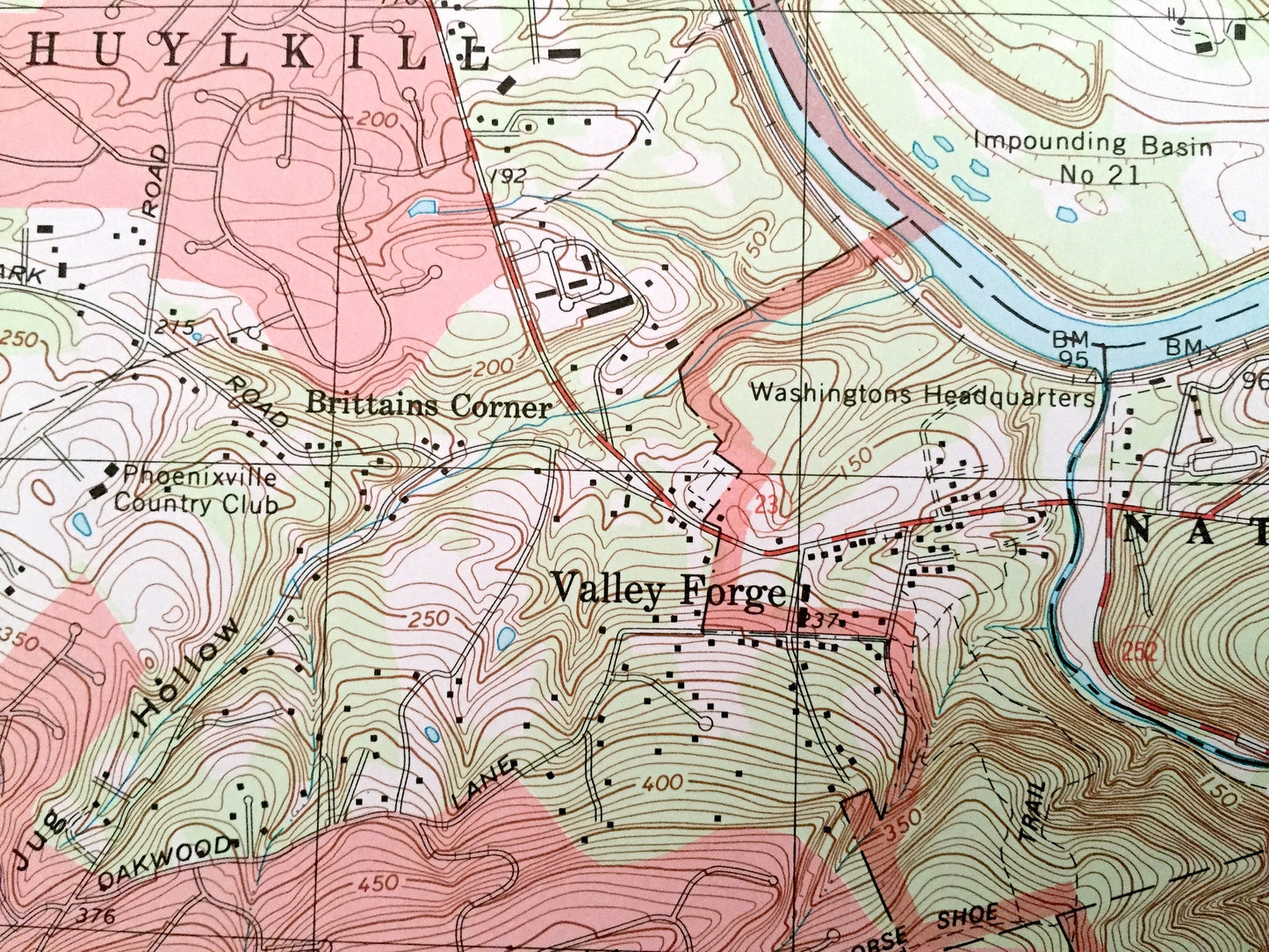Antique Valley Forge, Pennsylvania 1992 US Geological Survey Topographic Map – Chester, Montgomery County, King of Prussia, Green Tree, PA
