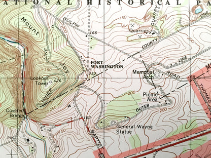 Antique Valley Forge, Pennsylvania 1992 US Geological Survey Topographic Map – Chester, Montgomery County, King of Prussia, Green Tree, PA