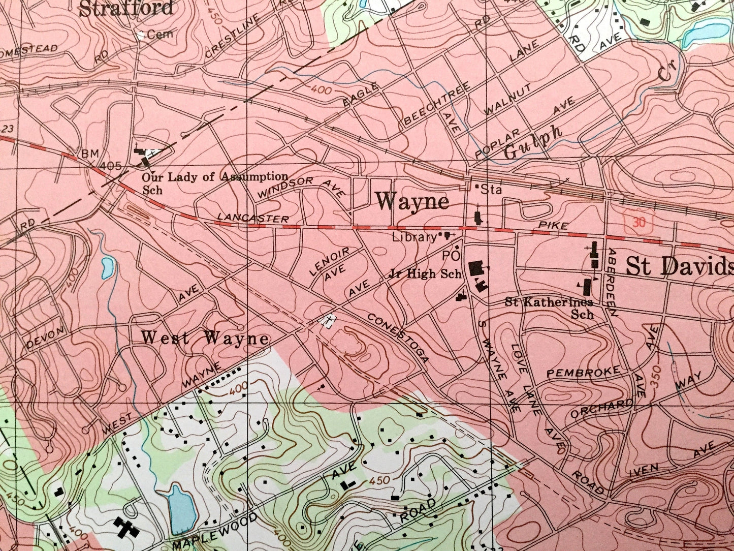 Antique Valley Forge, Pennsylvania 1992 US Geological Survey Topographic Map – Chester, Montgomery County, King of Prussia, Green Tree, PA