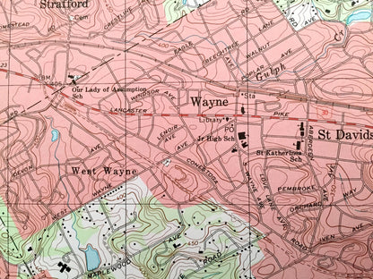 Antique Valley Forge, Pennsylvania 1992 US Geological Survey Topographic Map – Chester, Montgomery County, King of Prussia, Green Tree, PA