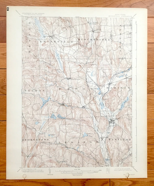 Antique Morrisville, New York 1902 US Geological Survey Topographic Map – Madison, Onedia County, Hamilton, Smithfield, Stockbridge, NY