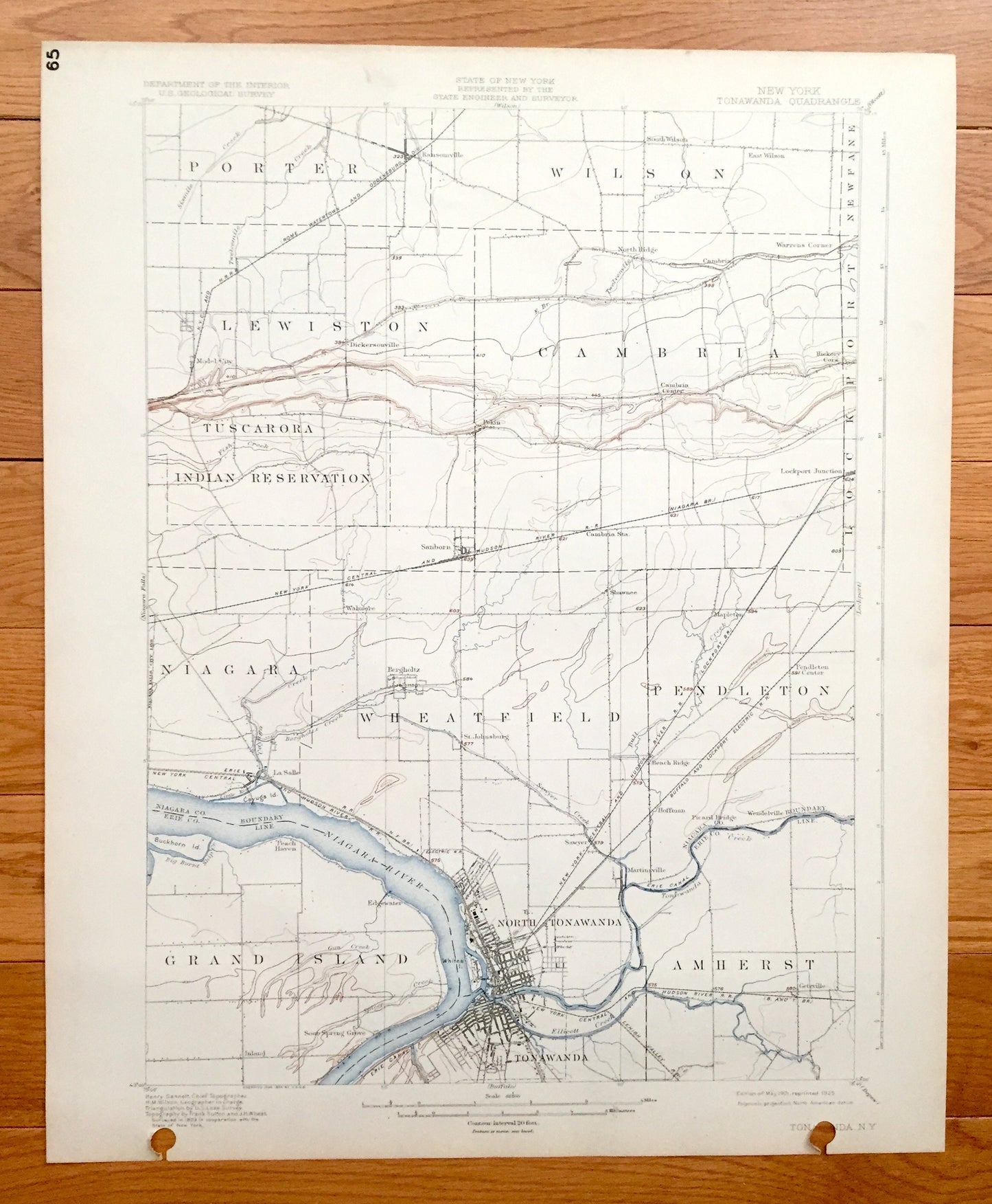 Antique Tonawanda, New York 1901 US Geological Survey Topographic Map - Amherst, Grand Island, Wheatfield, Pendleton, Lewiston, Cambria, NY
