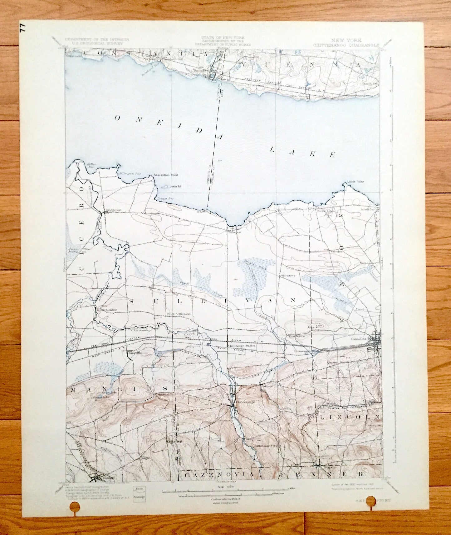 Antique Chittenango, New York 1902 US Geological Survey Topographic Map – Madison, Oswego, Oneida County, Manlius, Constantia, Vienna, NY