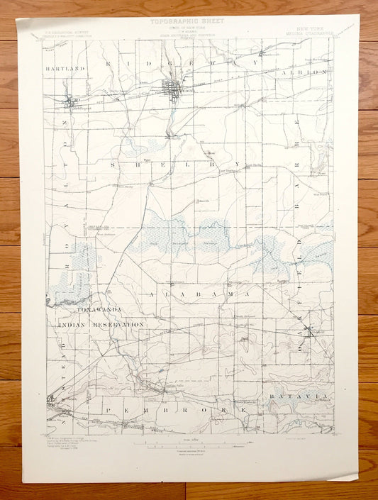 Antique Medina, New York 1897 US Geological Survey Topographic Map – Middleport, Knowlesville, Oakfield, Indian Falls, Tonawanda, Orleans Co