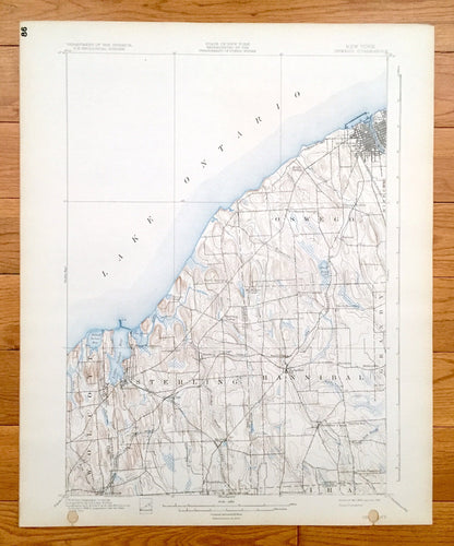 Antique Oswego, New York 1900 US Geological Survey Topographic Map – Cayuga County, Sterling, Hannibal, Wolcott, Minetto, Fairhaven, NY