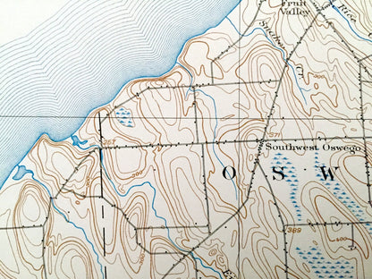 Antique Oswego, New York 1900 US Geological Survey Topographic Map – Cayuga County, Sterling, Hannibal, Wolcott, Minetto, Fairhaven, NY