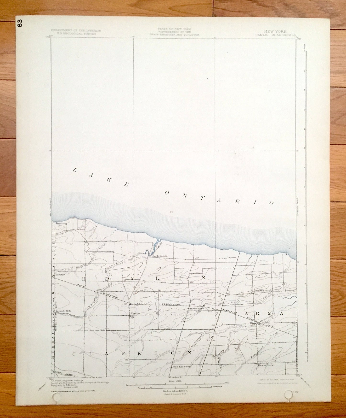 Antique Hamlin, New York 1899 US Geological Survey Topographic Map - Clarkson, Parma, Murray, Kendall, Troutburg, Hilton, Morton, Greece