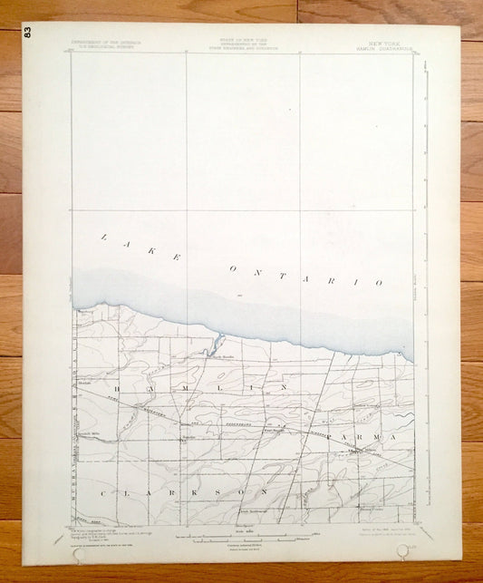 Antique Hamlin, New York 1899 US Geological Survey Topographic Map - Clarkson, Parma, Murray, Kendall, Troutburg, Hilton, Morton, Greece
