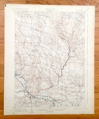 Antique Taberg, New York 1905 US Geological Survey Topographic Map - Annsville, Vienna, Rome, Lee, Ava, Lewis, Florence, Camden, Osceola