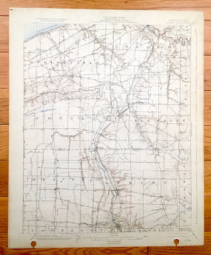 Antique Girard, Pennsylvania 1900 US Geological Survey Topographic Map - Springfield, Conneaut, Beaver, Summerhill, Franklin, Fairview
