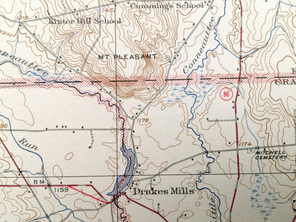 Antique Cambridge Springs, Pennsylvania 1925 US Geological Survey Topographic Map - Rockdale, Venango, Cussewago, Hayfield, Washington