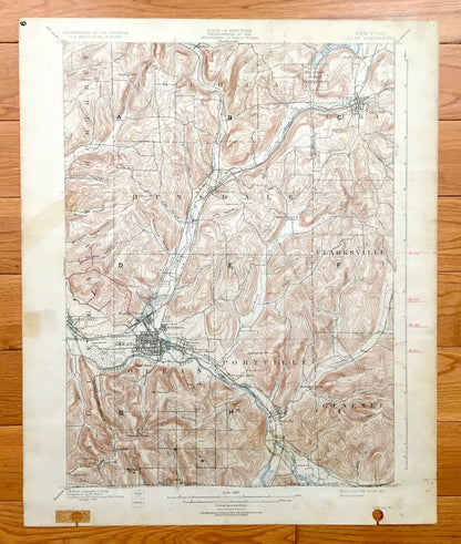 Antique Olean, New York 1898 US Geological Survey Topographic Map – Portville, Genesee, Cuba, Hinsdale, Clarksville, Humphrey, Ischua, NY