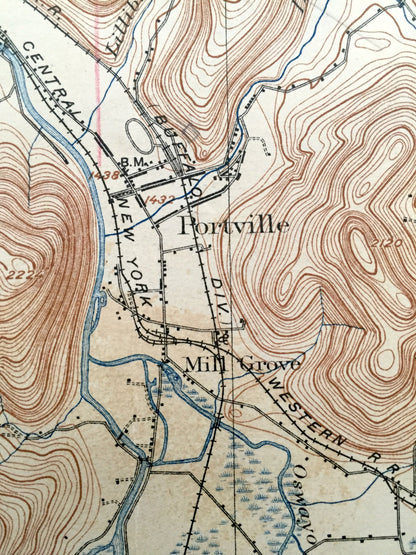 Antique Olean, New York 1898 US Geological Survey Topographic Map – Portville, Genesee, Cuba, Hinsdale, Clarksville, Humphrey, Ischua, NY