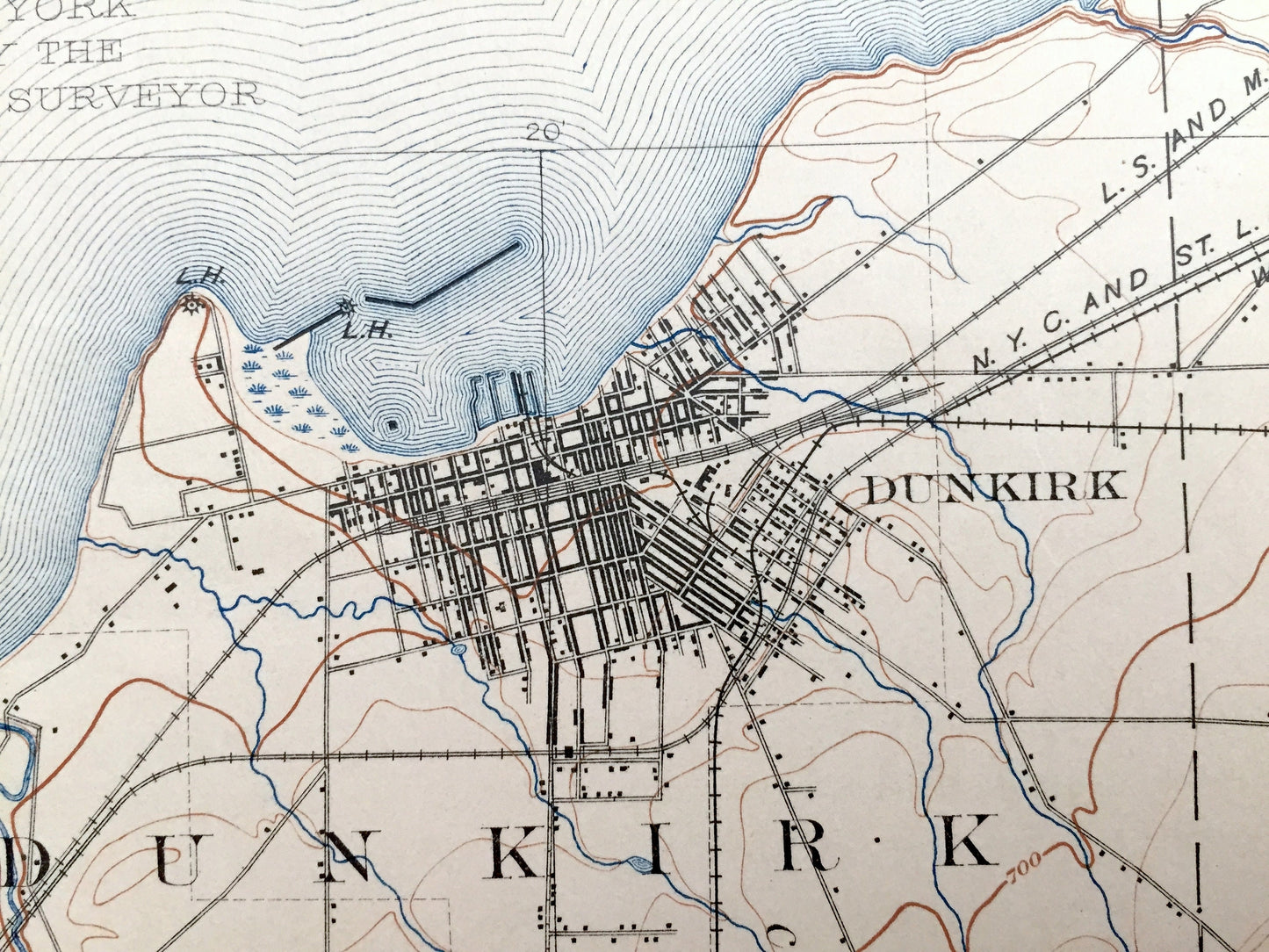 Antique Dunkirk, New York 1900 US Geological Survey Topographic Map – Portland, Pomfret, Sheridan, Arkwright, Mayville, Chautauqua County NY